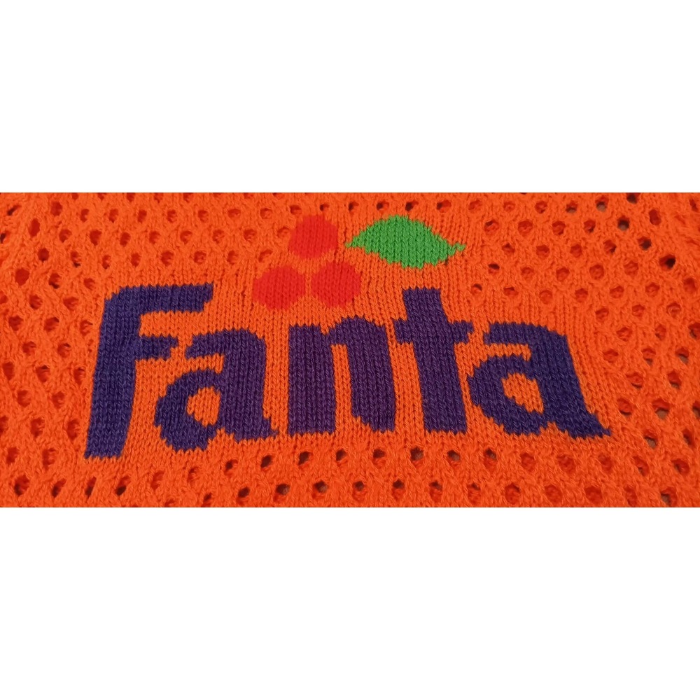 womens crop top sweater xs fanta soda graphic mesh novelty y2k 90s retro crochet - Picture 6 of 10